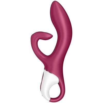 Vibrador anatómico em silicone rosa escuro com punho branco