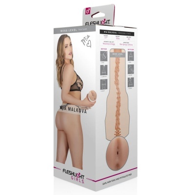 Embalagem do Fleshlight Girls Mia Malkova com foto da atriz e descrição do produto