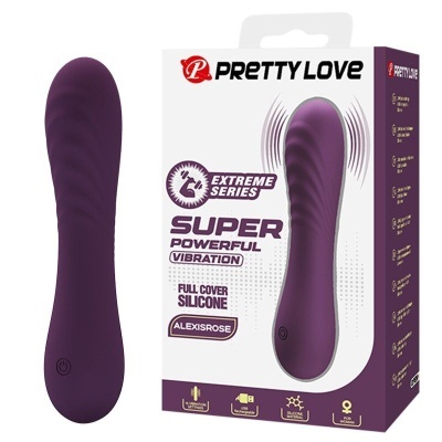 Vibrador roxo Alexis Rose da Pretty Love com embalagem