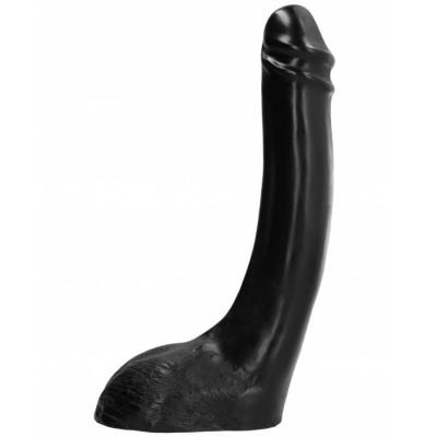 Dildo preto realista com veias e base larga texturizada