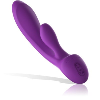 Vibrador duplo roxo com botões de controlo