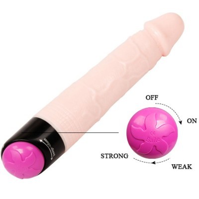 Vibrador realista com controlo cor-de-rosa e base preta