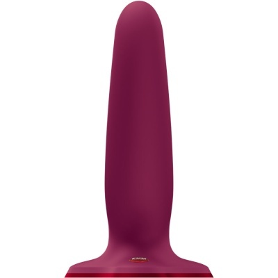 Vibrador vinho com base larga vermelha e botão frontal