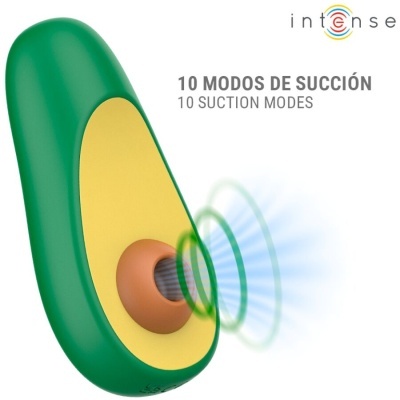 Dispositivo em forma de abacate com indicação de 10 modos de sucção