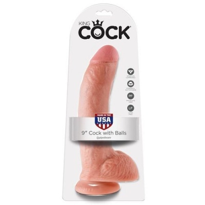 Dildo realista cor de pele com ventosa em embalagem branca com texto