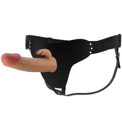 Cinta com dildo realista cor pele e cinta preta ajustável