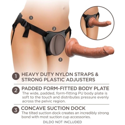 Cinto arnês preto com placa acolchoada e suporte para ventosa