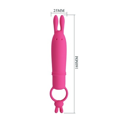 Vibrador rosa silicone com orelhas de coelho e argola