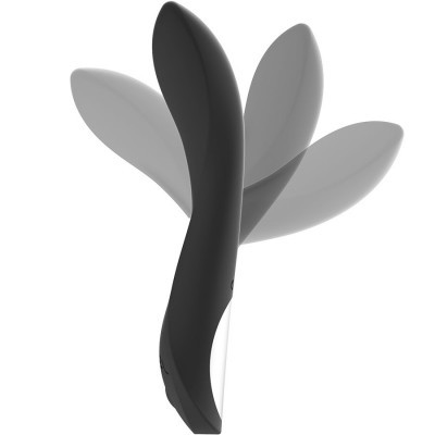 Vibrador preto ergonómico em silicone em várias posições