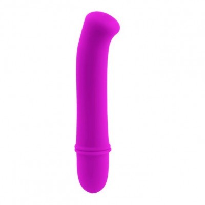 Vibrador rosa em silicone com formato curvo e superfície lisa