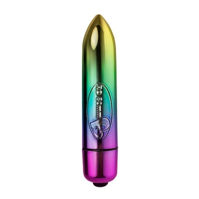 Vibrador pequeno metálico com acabamento iridescente multicolor