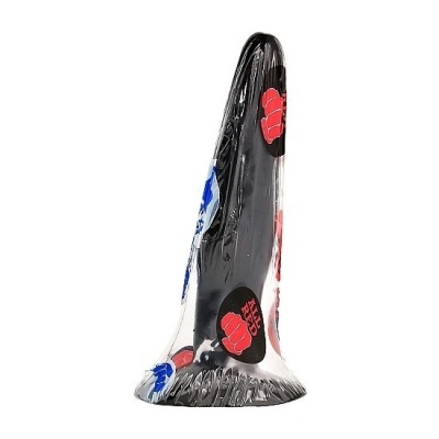 Cone de plástico preto com punhos vermelhos e detalhe azul