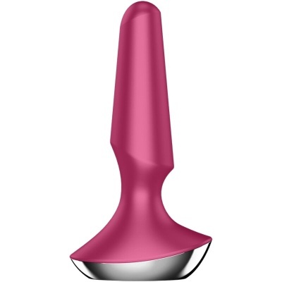 Plug anal rosa com base metálica prateada