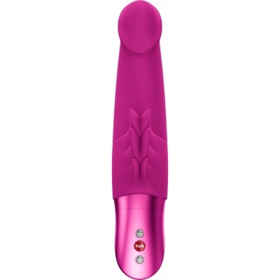 Vibrador rosa com botões e textura em relevo
