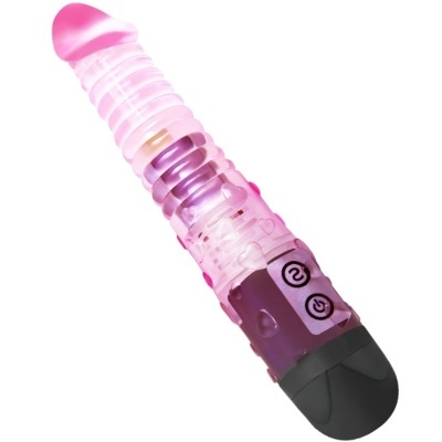 vibrador rosa transparente com botões pretos