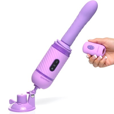 Produto lilás em silicone com ventosa e controlo remoto