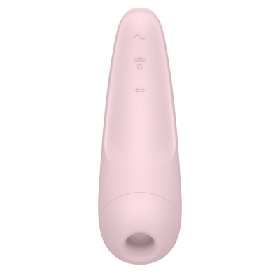 Dispositivo eletrônico cor de rosa claro com botões e formato ergonómico