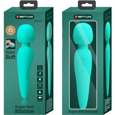 Embalagens de vibradores pessoais de silicone verde-azulado da marca Pretty Love