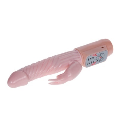 Vibrador rosa com textura e estimulador de coelho com controlo remoto