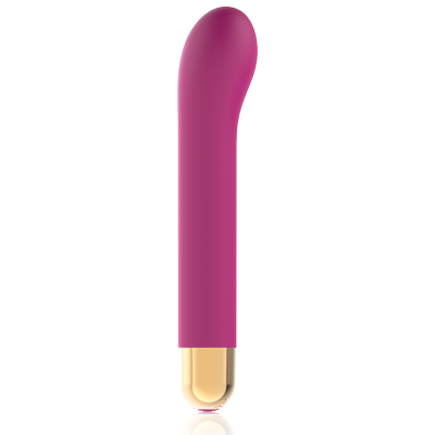 vibrador rosa com base dourada