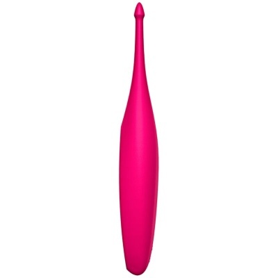 Vibrador cor-de-rosa em silicone sobre fundo branco