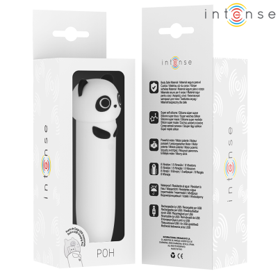 Power bank em forma de panda em embalagem branca com texto 'POH'