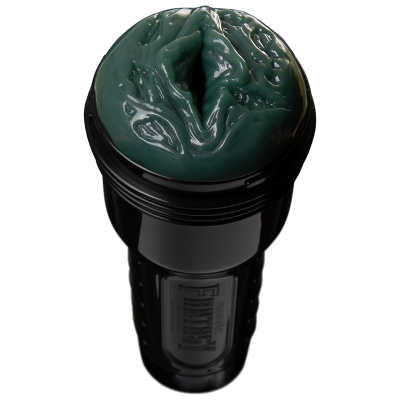 Masturbador masculino preto com silicone verde texturizado interior