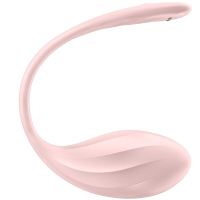 Dispositivo rosado em silicone com design curvado e ergonómico