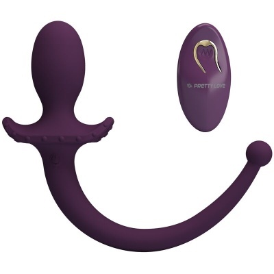 Estimulador roxo com controlo remoto roxo e detalhe coração dourado