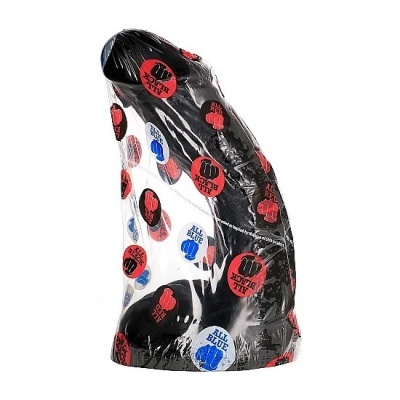 Dildo preto texturizado com embalagens rotuladas All Black e All Blue