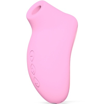 Dispositivo rosa de silicone com botões em relevo e abertura oval