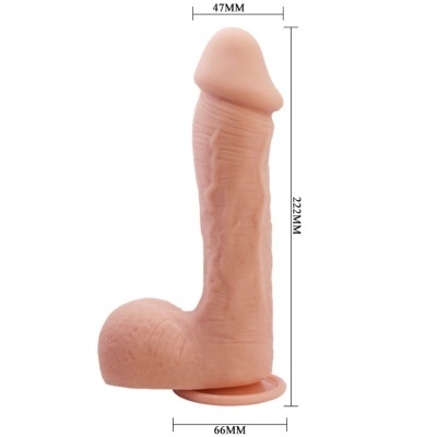 Dildo realista em cor pele com ventosa e medidas visíveis