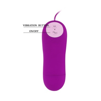 Controlador de vibração roxo com botões e cabo