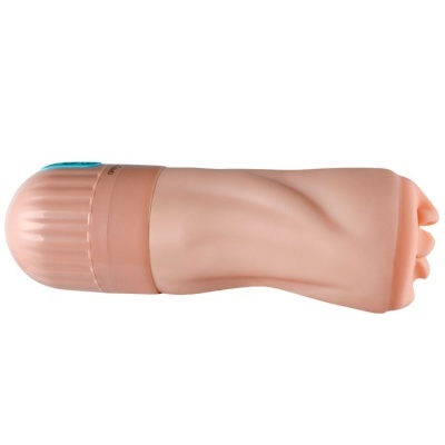 Dispositivo vibratório anatómico bege com botão azul