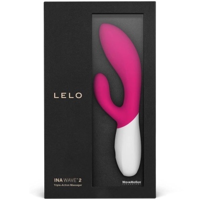 Vibrador rosa e branco LELO INA WAVE 2 em caixa preta