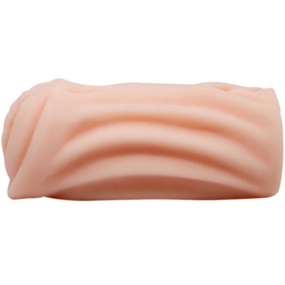 Produto tubular em silicone cor de pele com textura ondulada
