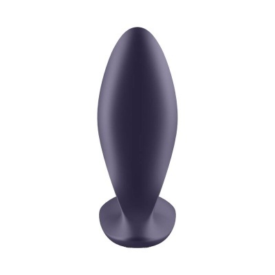 Plug anal roxo de silicone com base larga e superfície lisa