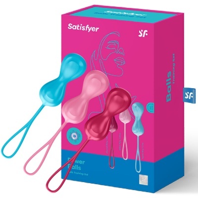Conjunto de bolas para treino pélvico Satisfyer Balls em silicone coloridas com embalagem