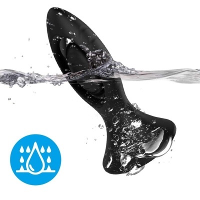 Produto preto de silicone com ícone azul de impermeabilidade