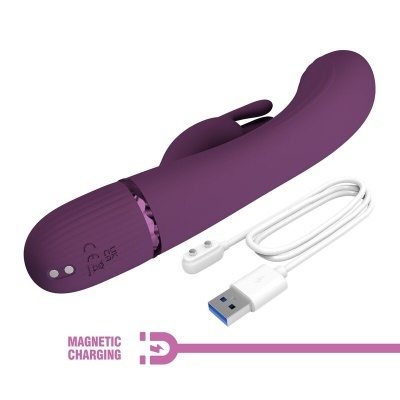 Vibrador roxo com cabo de carregamento USB magnético branco