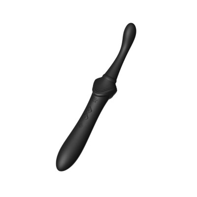 Vibrador preto curvado com botão de controle