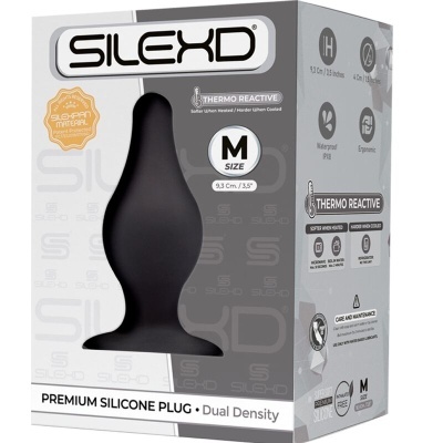 Plug anal de silicone preto tamanho M em embalagem SILEXD