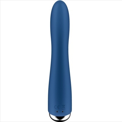 Vibrador azul cilíndrico com base metálica