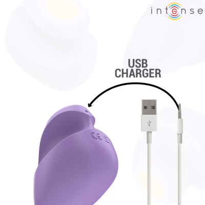 Dispositivo roxo com carregador USB branco e texto USB CHARGER