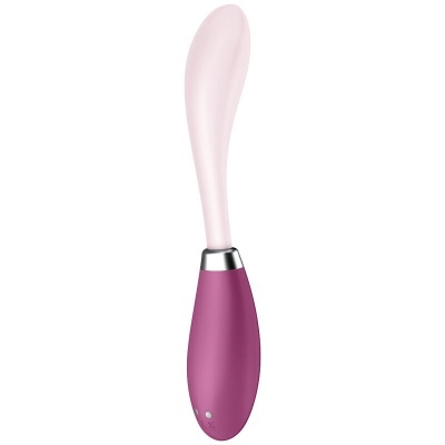 Vibrador rosa claro e rosa escuro com detalhes metálicos