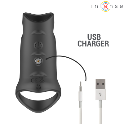 Carregador USB Intense preto com cabo USB branco