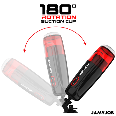 Copo de sucção rotativo 180° preto e vermelho com texto JAMYJOB