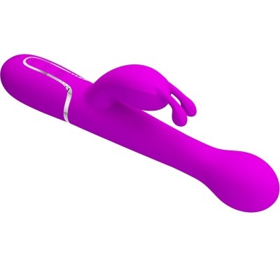 Vibrador roxo em silicone com ponta arredondada e ramificação dupla