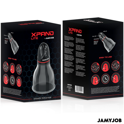 Embalagem do produto XPAND LITE bomba automática para testículos da JAMYJOB