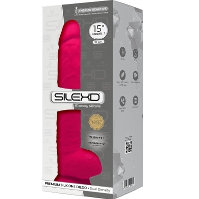 dildo rosa em embalagem cinzenta e branca com texto SILEXD